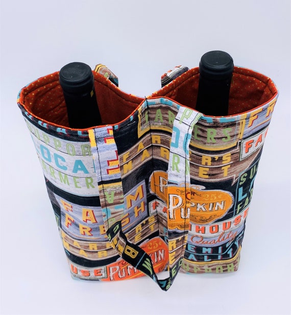 Wine Bottle Tote Bag Bottle Wine Holder Double Wine Bag Etsy