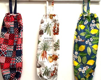 Handmade Fabric Grocery Bag Holder – Cotton Shopping Bag Dispenser