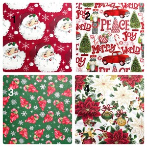 Reusable Christmas Fabric Gift Bag in several different patterns, Drawstring Holiday Wrap Santa Sacks, Jumbo size 2.75 feet tall image 3