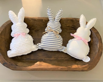 Shabby Chic Fabric Easter Bunny; Farmhouse Fabric Bunny, Easter Decor