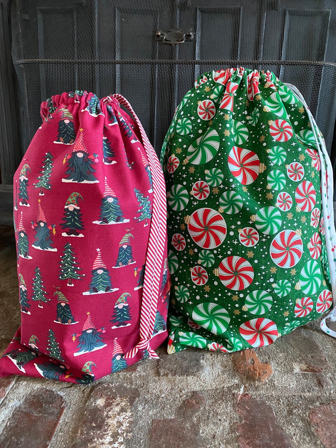 Christmas Gift Bag Reusable Fabric Gift Bag Green Christmas Wrap