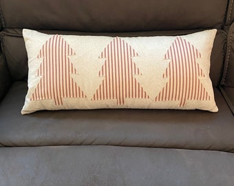 Christmas tree applique lumbar pillow cover; Red ticking tree lumbar pillow cover; Christmas pillow