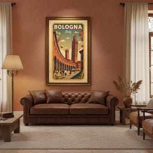 Bologna Italy Print Vintage Travel Poster | Digital Download | Retro Wall Art Emilia Romagna