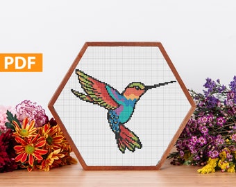 Hummingbird Cross Stitch Pattern, Bird Cross Stitch,PDF Chart, Modern Cross Stitch,Hummingbird pattern, PDF Pattern,Bird pattern