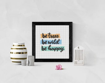 Be True Cross Stitch, Positive Cross Stitch, Motivational Quote, Modern Cross Stitch, PDF Pattern,Stitch Typography,PDF Stitch