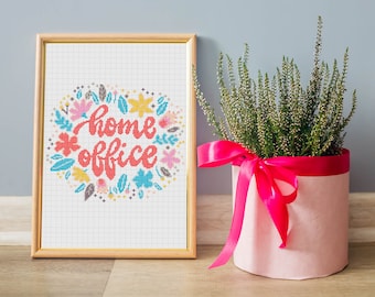 Home Office Cross Stitch Pattern, Cross Stitch Quote,PDF Chart, Modern Cross Stitch,Cute cross stitch, PDF Pattern,Embroidery Design