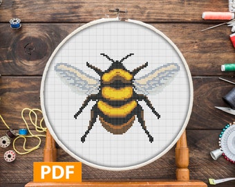 Honey Bee Cross Stitch Pattern, Insect Cross Stitch, Nature Cross Stitch, Modern Cross Stitch,PDF Pattern, Bumble Bee Cross Stitch