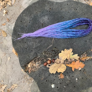 Ombre blue to purple synthetic dreadlocks extensions, Halloween hair