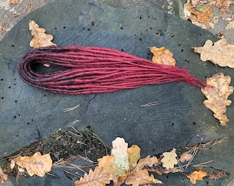 DE or SE set Black to burgundy Synthetic dreadlocks extensions
