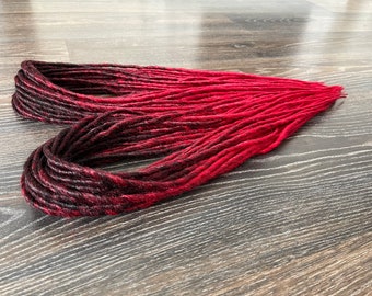 Extensiones de rastas sintéticas de color negro a rojo, set DE o SE