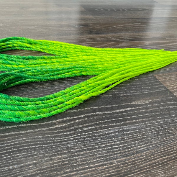 Lime green smooth synthetic dreadlocks extensions DE or SE set