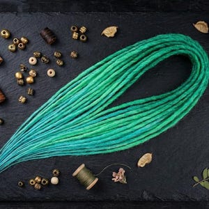 Synthetic dreadlocks turquoise,green ombre hair extensions