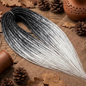 Black to white synthetic dreadlocks extensions, DE or SE set