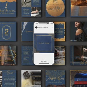 40 Instagram Post Canva Templates for Authors - Navy Midcentury