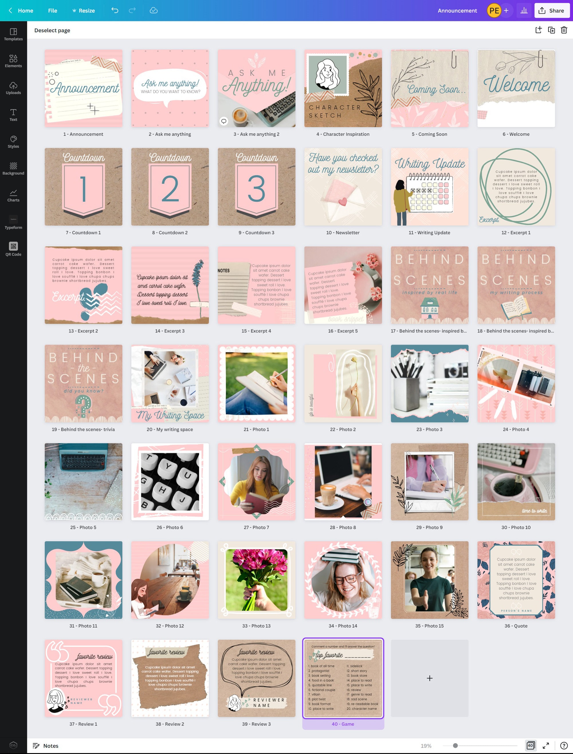 40 Instagram Post Canva Templates for Authors - Bubble Pop - Chick Lit ...