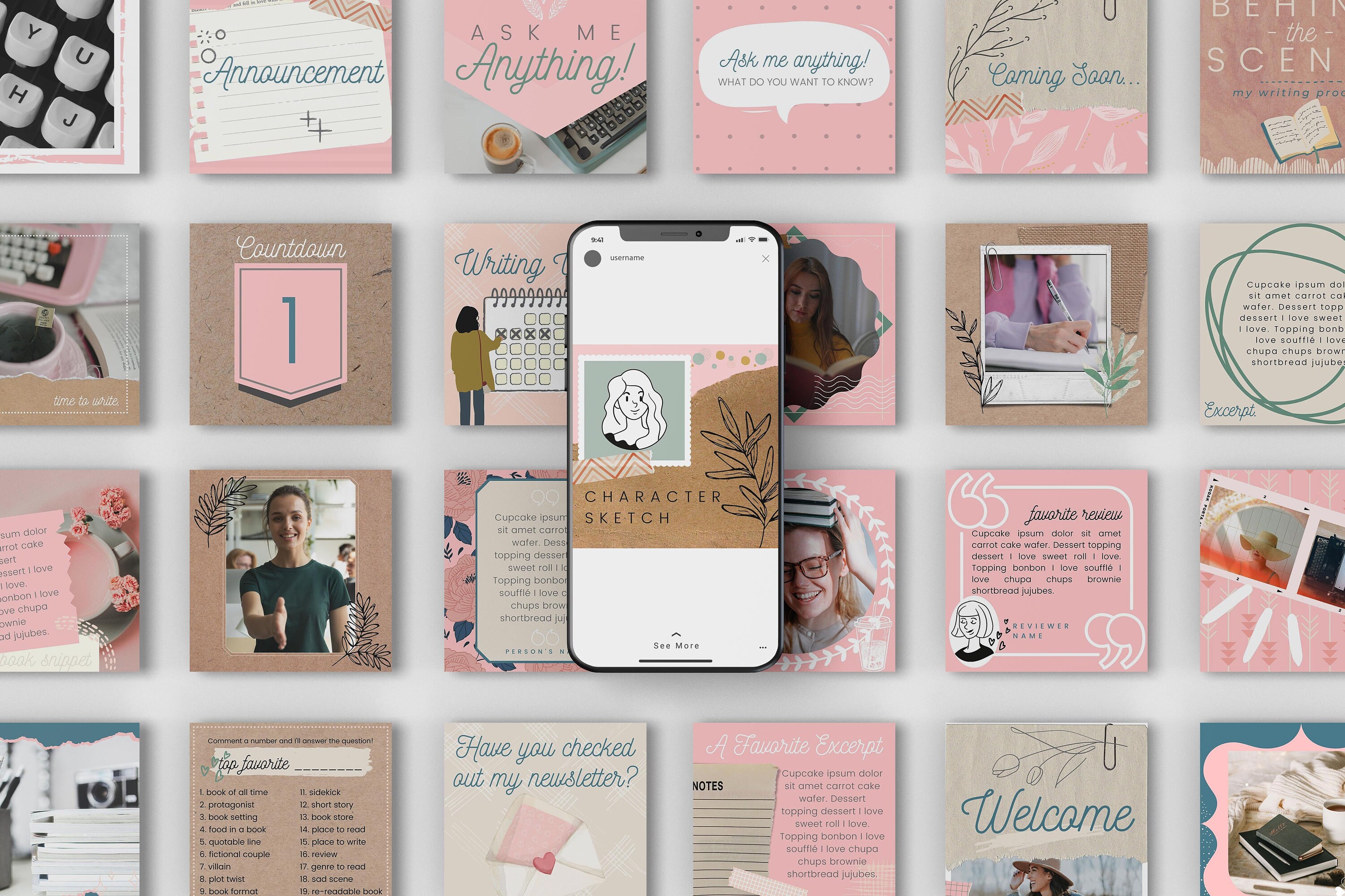 40 Instagram Post Canva Templates for Authors - Bubble Pop - Chick Lit ...