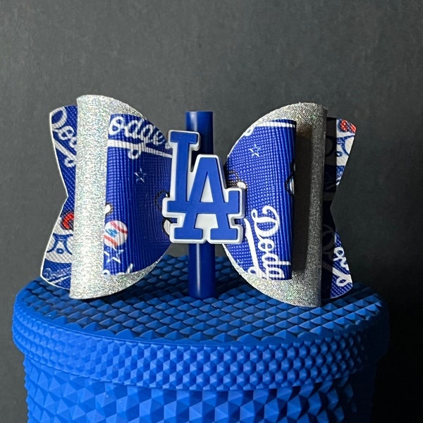 LA Dodgers straw bow and toppers