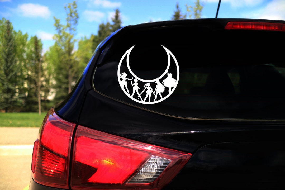 Sailor Scouts Silhouette in Crescent Moon Decal - Etsy