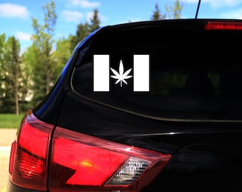 Canadian Pot Leaf Flag Decal, Marijuana Flag, Car Sticker, Laptop Sticker, Window Sticker