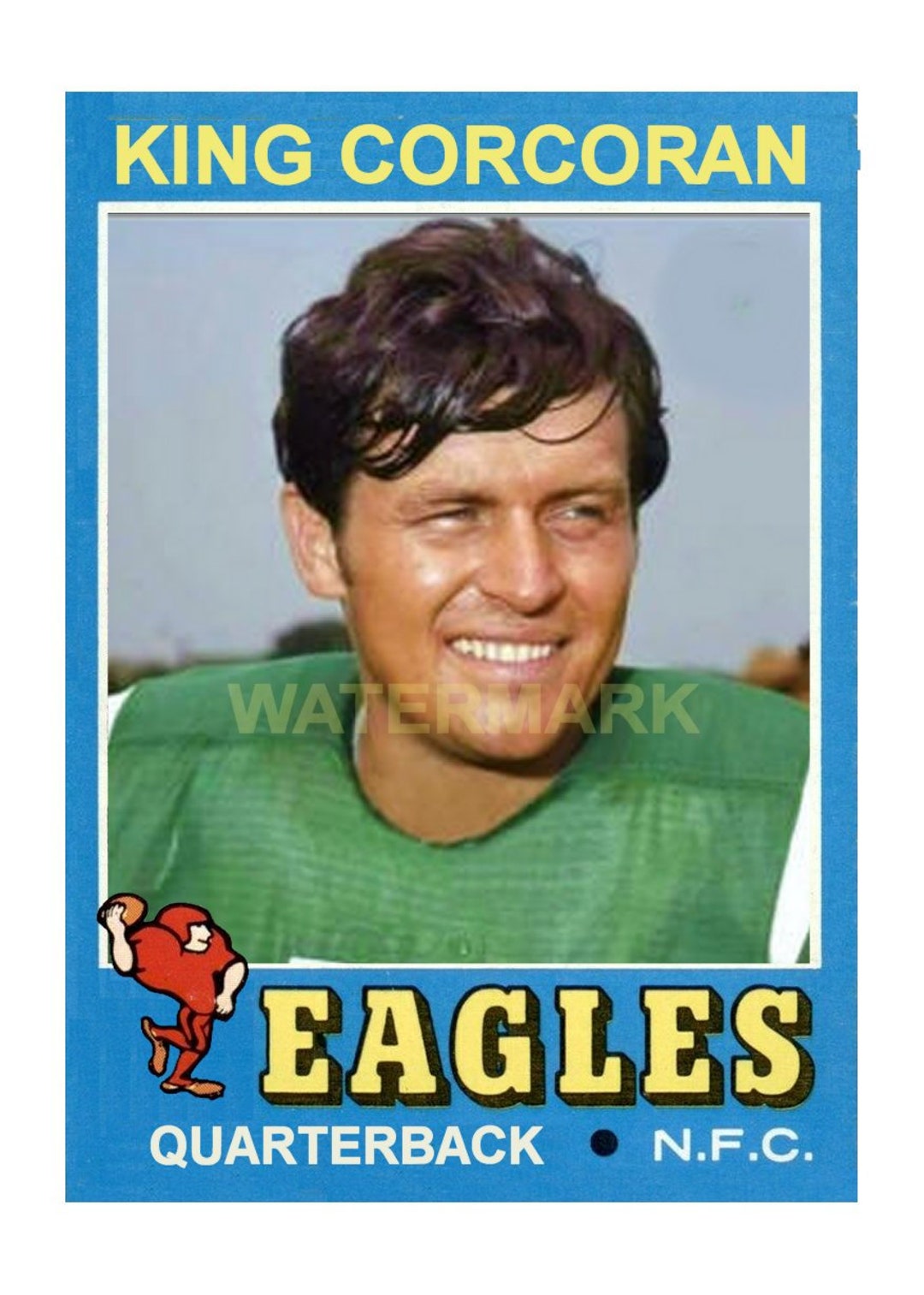 Philadelphia Eagles King Corcoran 1971 Style Custom ACEO Art Etsy