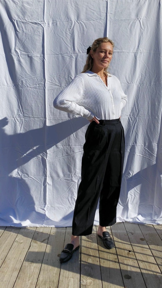 Vintage White Collared Cardigan, 1990s Crystal Kob