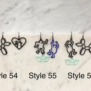 3d printed Limited Edition inspired Haring earrings Line art earrings Contemporary art earrings Minimalist modern jewellery image 9