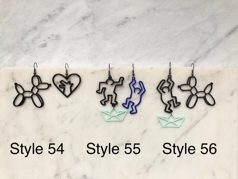 3d printed Limited Edition inspired Haring earrings Line art earrings Contemporary art earrings Minimalist modern jewellery image 9