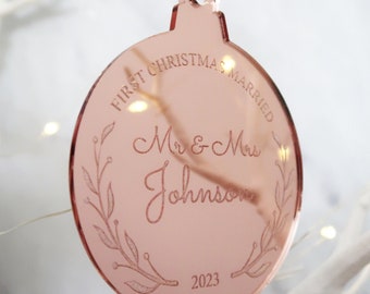 Personalised first Christmas married ornament | Personalised Mr & Mrs first Christmas ornament | Personalised first Christmas ornament