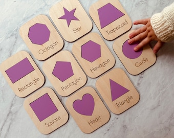Educational shape cards | Montessori shape flashcards | Montessori wooden shape flashcards | Children shape flashcards | Preschool toy