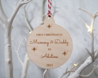 Personalised first Christmas mummy and daddy ornament | Personalised baby's first Christmas ornament | Personalised first Christmas ornament