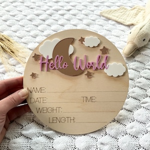 Baby announcement sign | Baby announcement disc | Baby welcome to the world disc | Baby announcement plaque | Newborn photoshoot props