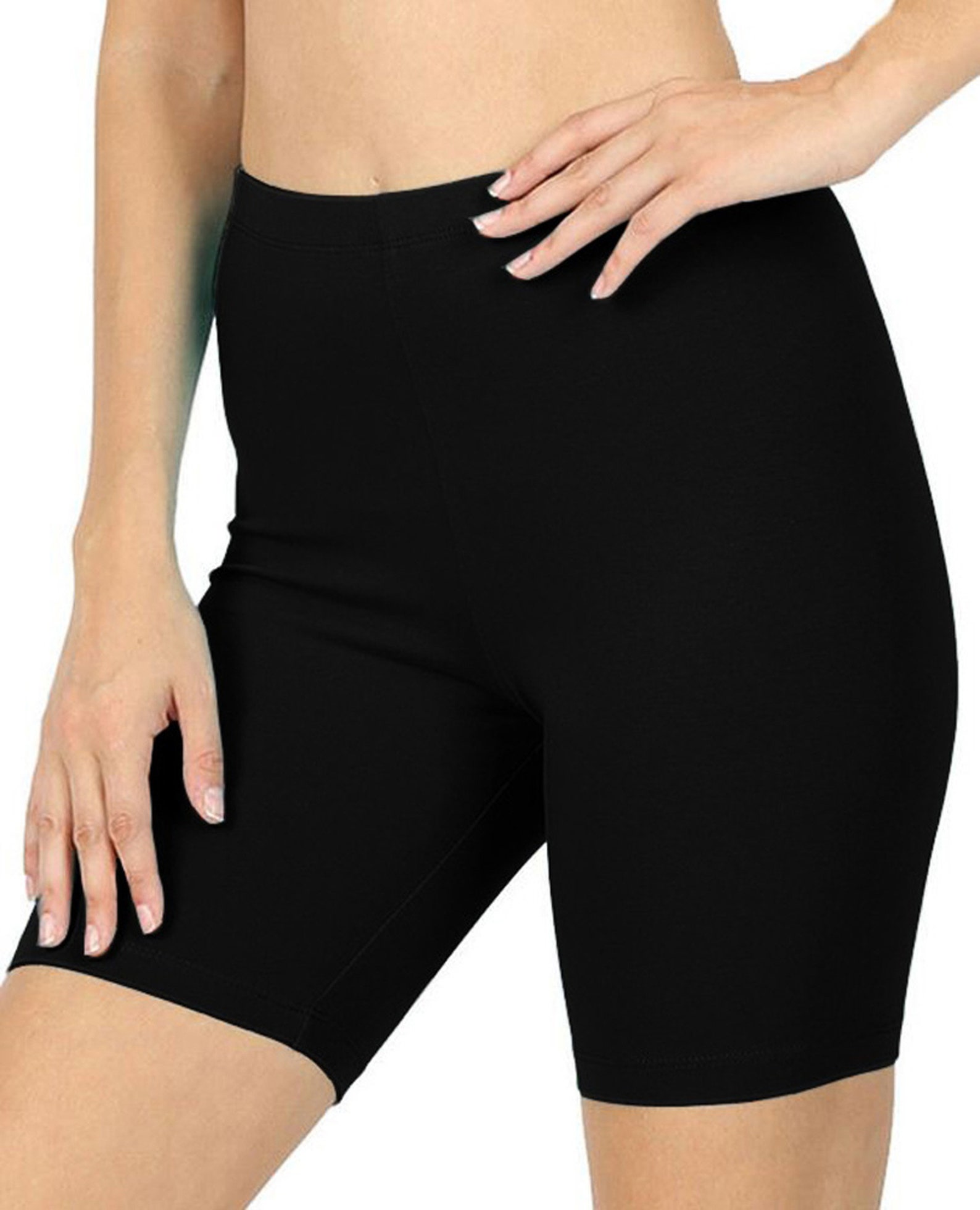 Mujer algodón Spandex sólido Biker Shorts Yoga Mid Thigh Etsy