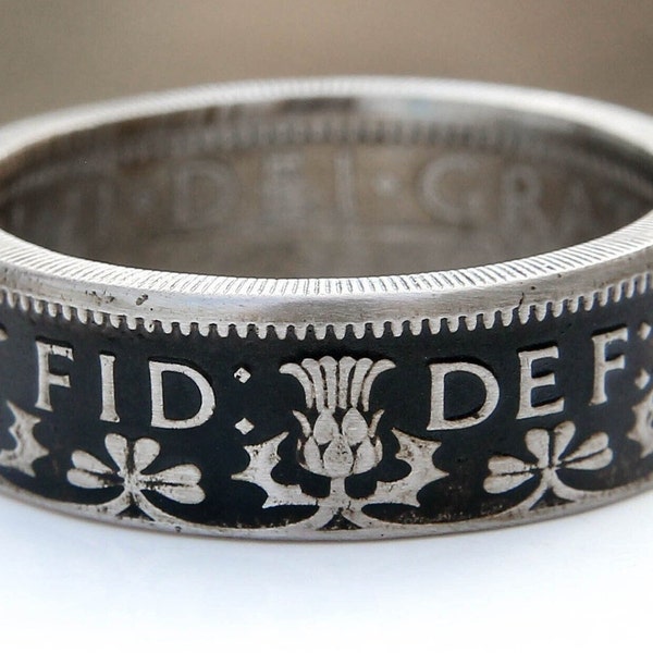 Powder Coated Two Shilling Coin Ring, Elizabeth II 1 Florin, Ladies Ring, Mens Ring, Coin Ring, SIZES 8-13.5