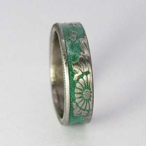 50 Yen Coin Ring, Japanese 50 Yen, Coin Ring, Japanese Ring, Japan Coin, Anime, Powder Coated, 50 Yen, Promise Ring, Kanji, Japanese Jewelry