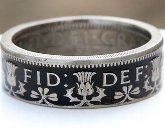 Powder Coated Two Shilling Coin Ring, Elizabeth II 1 Florin, Ladies Ring, Mens Ring, Coin Ring, SIZES 8-13.5