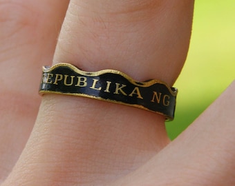 NEW!!! Powder Coated Philippines Coin Ring, Republika NG Pilipinas, Coin Ring, Philippines 5 Sentimos Coin, Philippines 5 Sentimos Coin,