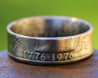 Bicentennial Quarter Ring, Quarter Ring, Coin Ring, Clad Quarter Ring, US. Quarter Coin Ring, Great 4 of July Gift!!!!!