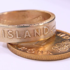 1 Aurar Coin Ring, Iceland Coin Ring, Coin Ring, Aurar, 1975, Krona, Souvenir, Iceland Jewelry, Promise Ring, Iceland Gift, Aurar Ring