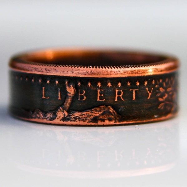 Copper Coin Ring, 1/2 Ounce Copper Round Coin Ring - Walking Liberty, Copper Coin Ring