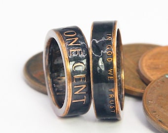 Penny Coin Ring, Lucky Penny, Lucky Charm, Coin Ring, Promise Ring, Coin Jewelry, Copper Ring, Pinky Ring, Souvenir, Copper Jewelry