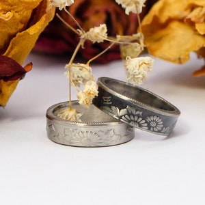 Beautiful floral 50 yen coin rings!!