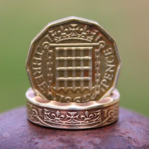 British 3 Pence Ring, Great Britain 3 Pence, Coin Ring, British Coin, British Coin Ring, 3 Pence, Promise Ring, British Gift, Britain Gift