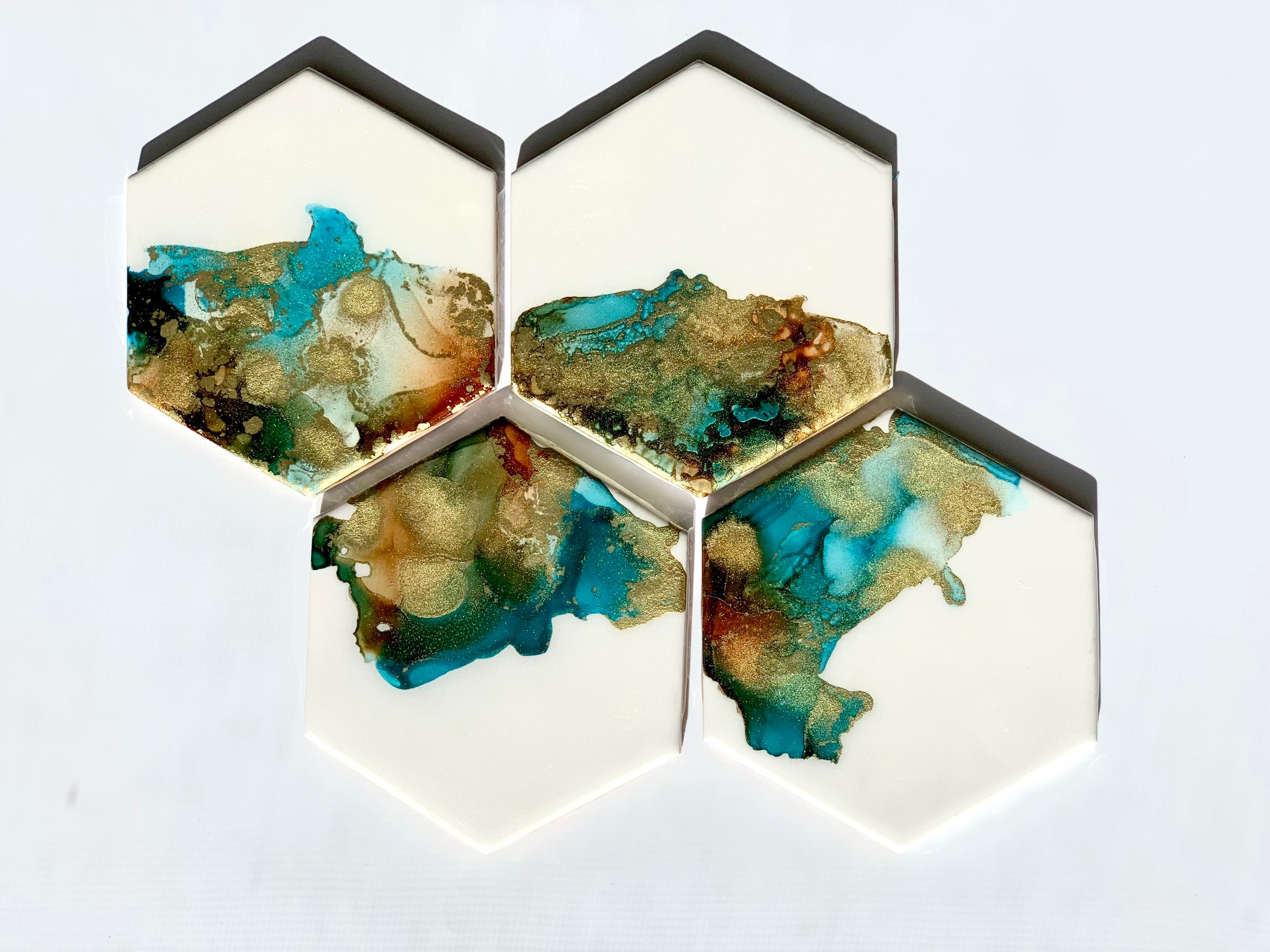 Alcohol Ink Coasters Epoxy Resin Art Special Designed. Set of Etsy