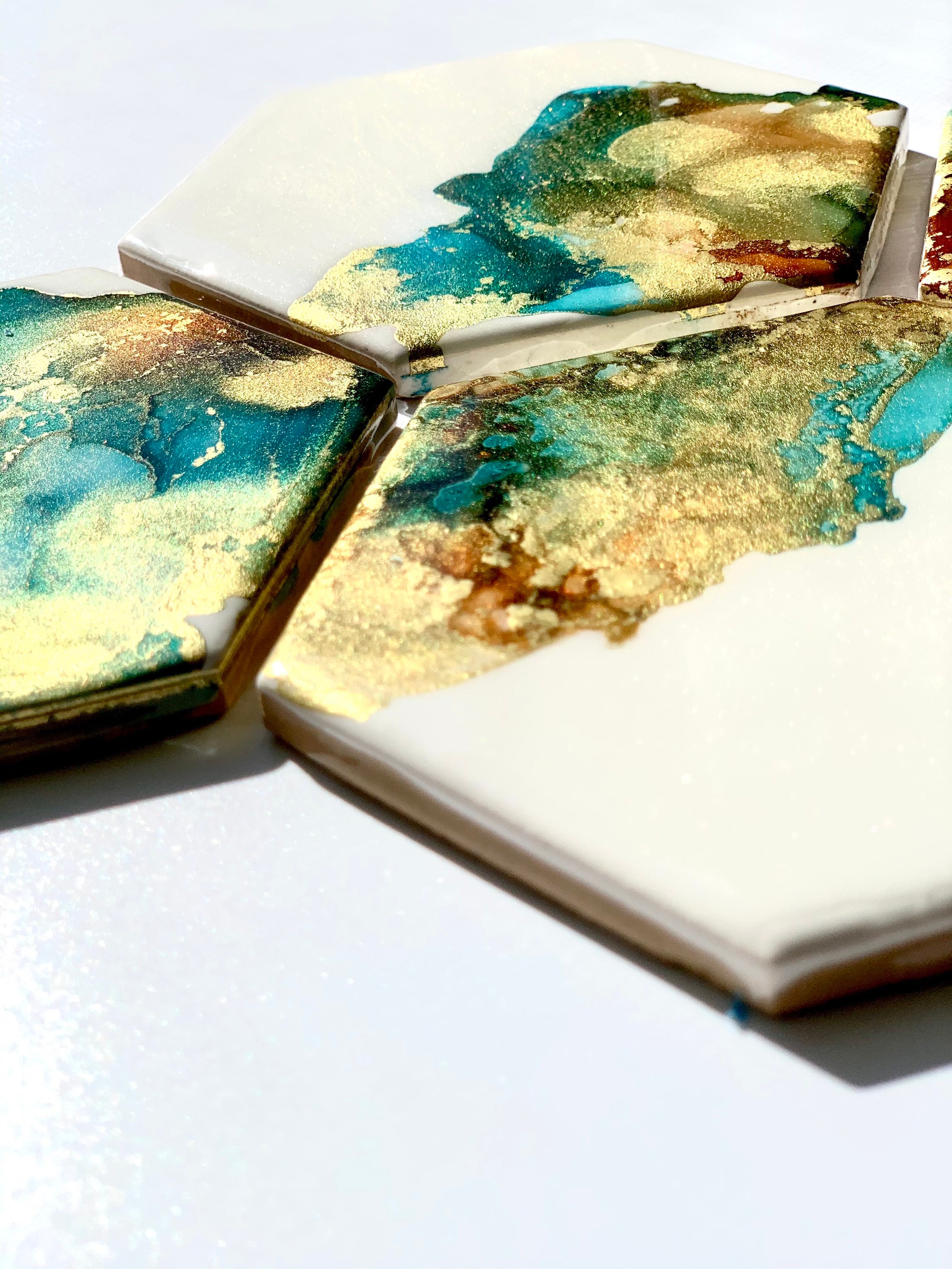 Alcohol Ink Coasters Epoxy Resin Art Special Designed. Set of Etsy