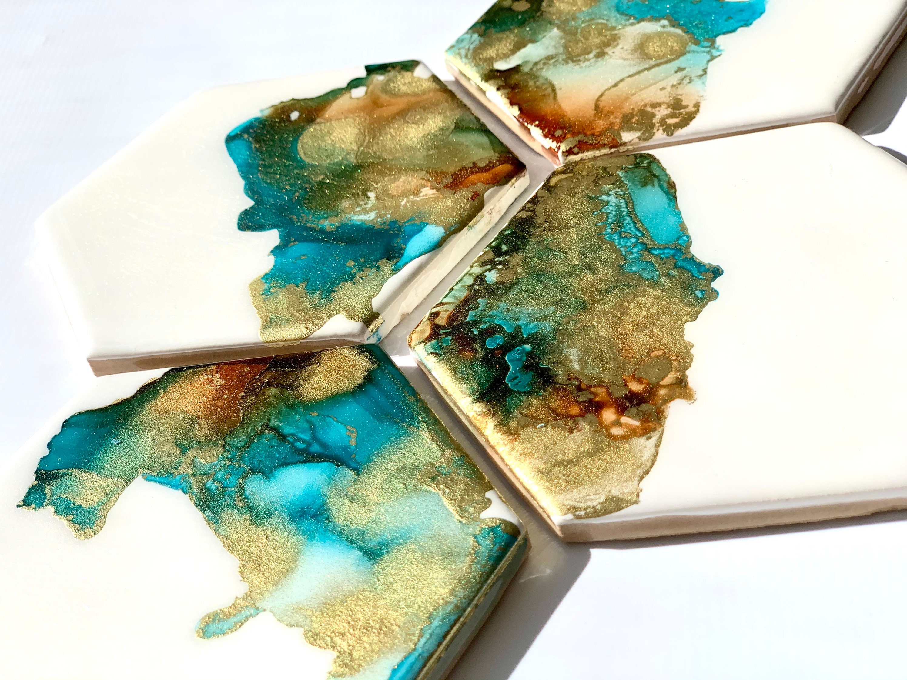 Alcohol Ink Coasters Epoxy Resin Art Special Designed. Set of Etsy