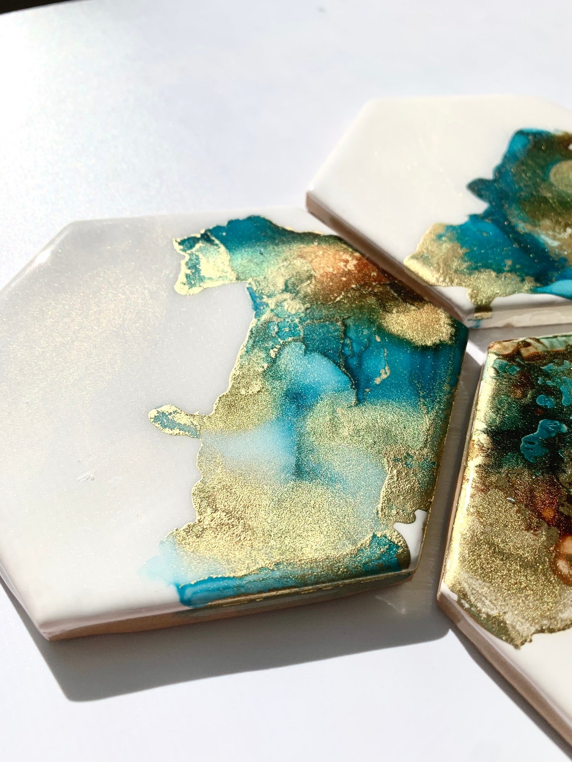 Alcohol Ink Coasters Epoxy Resin Art Special Designed. Set of Etsy