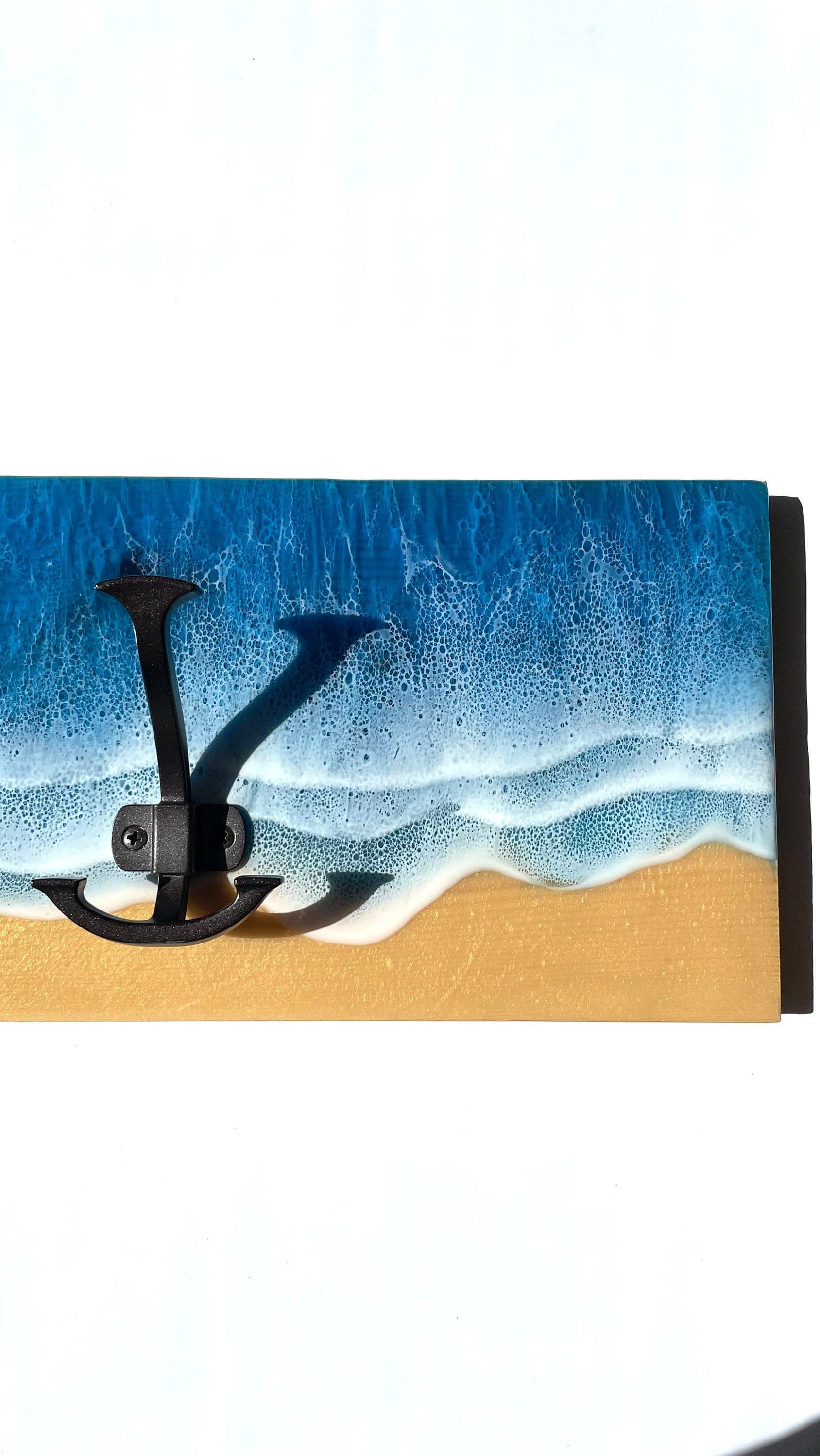 3D 4 Layes Blue Epoxy Ocean Wave Rectangle Wall Rack 24”x7