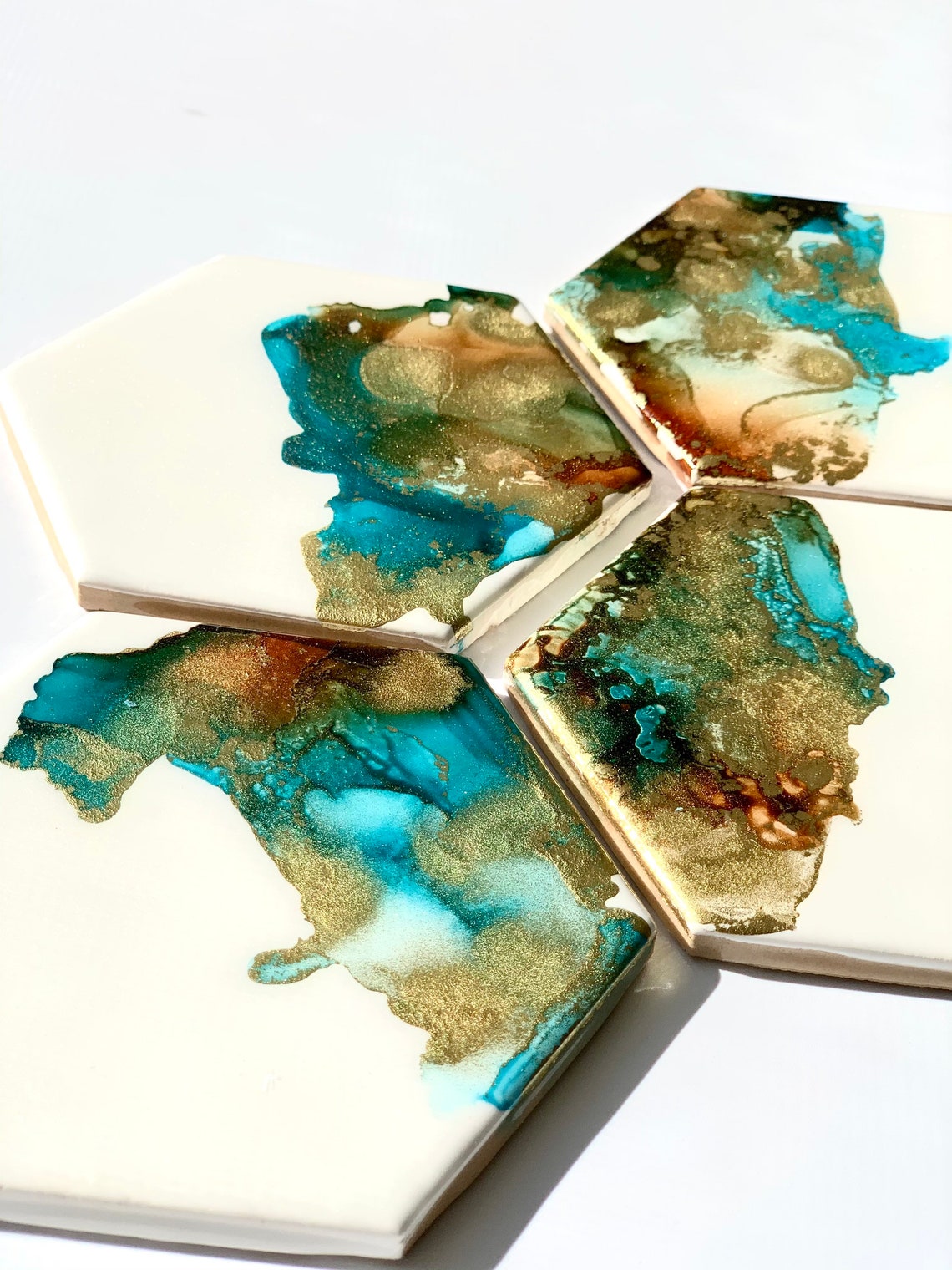 Alcohol Ink Coasters Epoxy Resin Art Special Designed. Set of Etsy