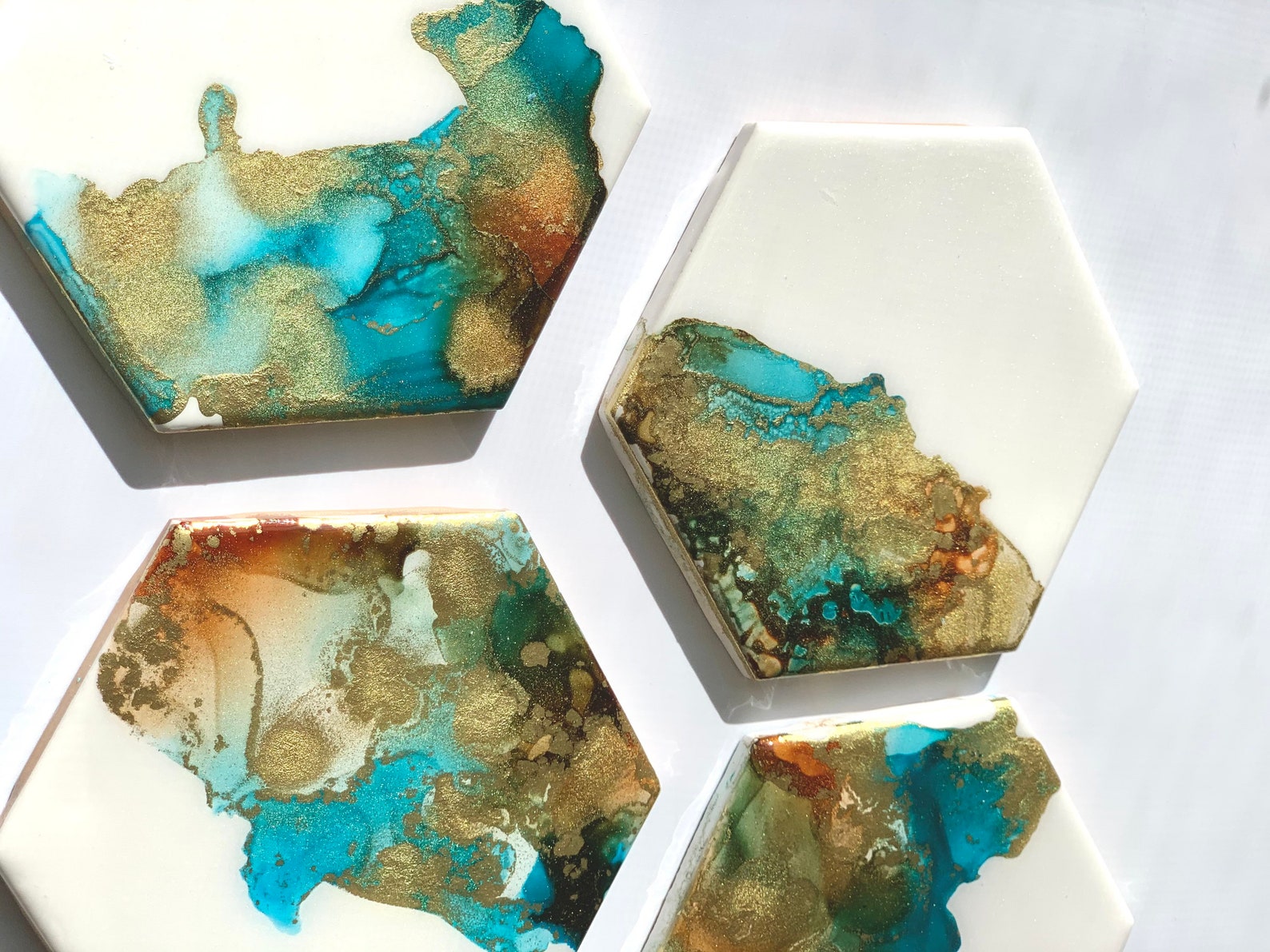 Alcohol Ink Coasters Epoxy Resin Art Special Designed. Set of Etsy