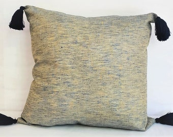 Linen Pillow, Blue&Yellow Linen Pillow Cover, Boho Pillow, Decorative Pillow, Throw Pillow